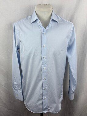 Proper Cloth Stanton 120s Light Blue Broadcloth Cotton Dress Shirt 17.4